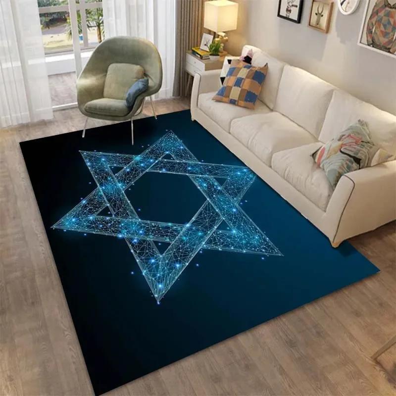 Six Pointed Star David Star Pattern Carpet for Bedroom Rug Bedroom Home Decor Living Room Rug Mat Gift Rug Home Rugs for Bedro