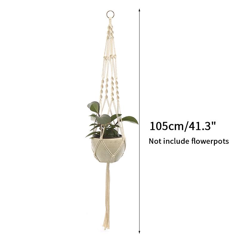 Macrame Hanging Baskets Woven Cotton Handmade Flower Basket Wall Plant Hanger Pot Indoor Bonsai Balcony Knotted Lifting Rope