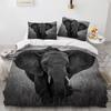 Small Elephant Duvet Cover Set 3D Print Cute Kawaii Wild Animals King Queen Size for Kids Teens Adults Animal Lover Bedding Set