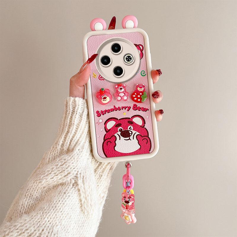 KEYSION Cute Ear 3D Cartoon Case for TECNO Spark 30C with Bracelet Soft Silicone Shockproof Phone Cover for TECNO Spark 30C
