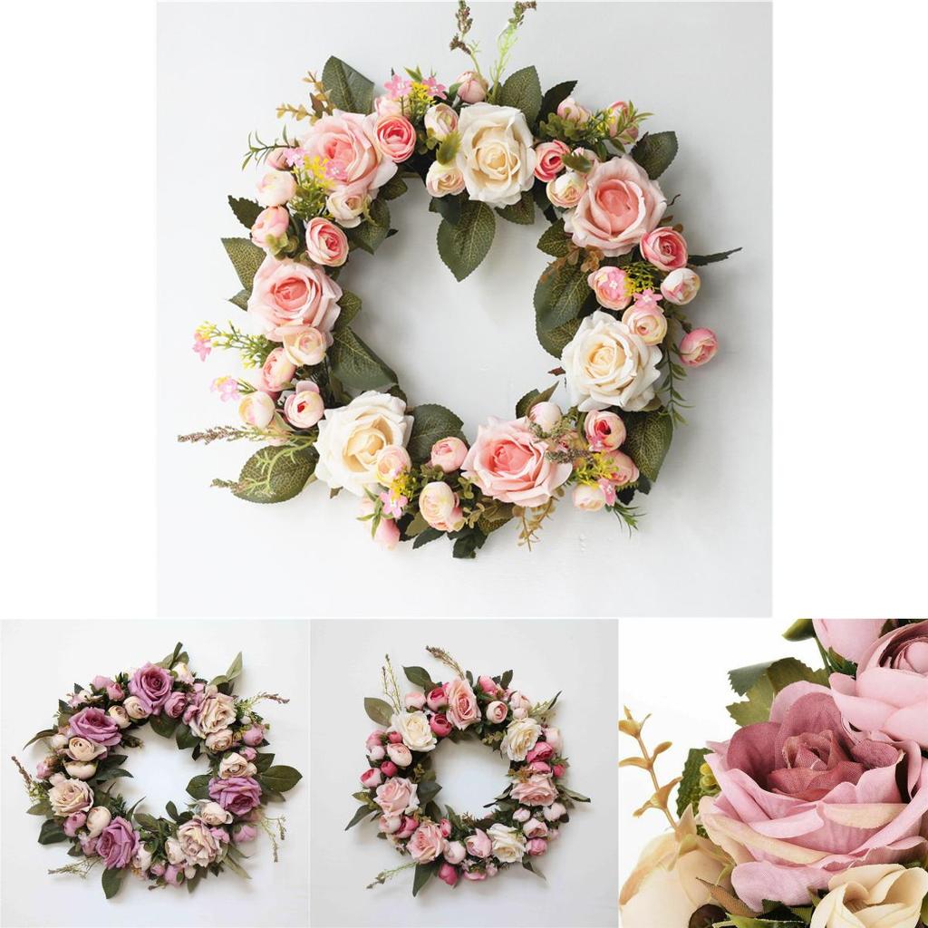 Beautiful Artificial Peony Rose Flower Garland Wreath For Charming Home Decor