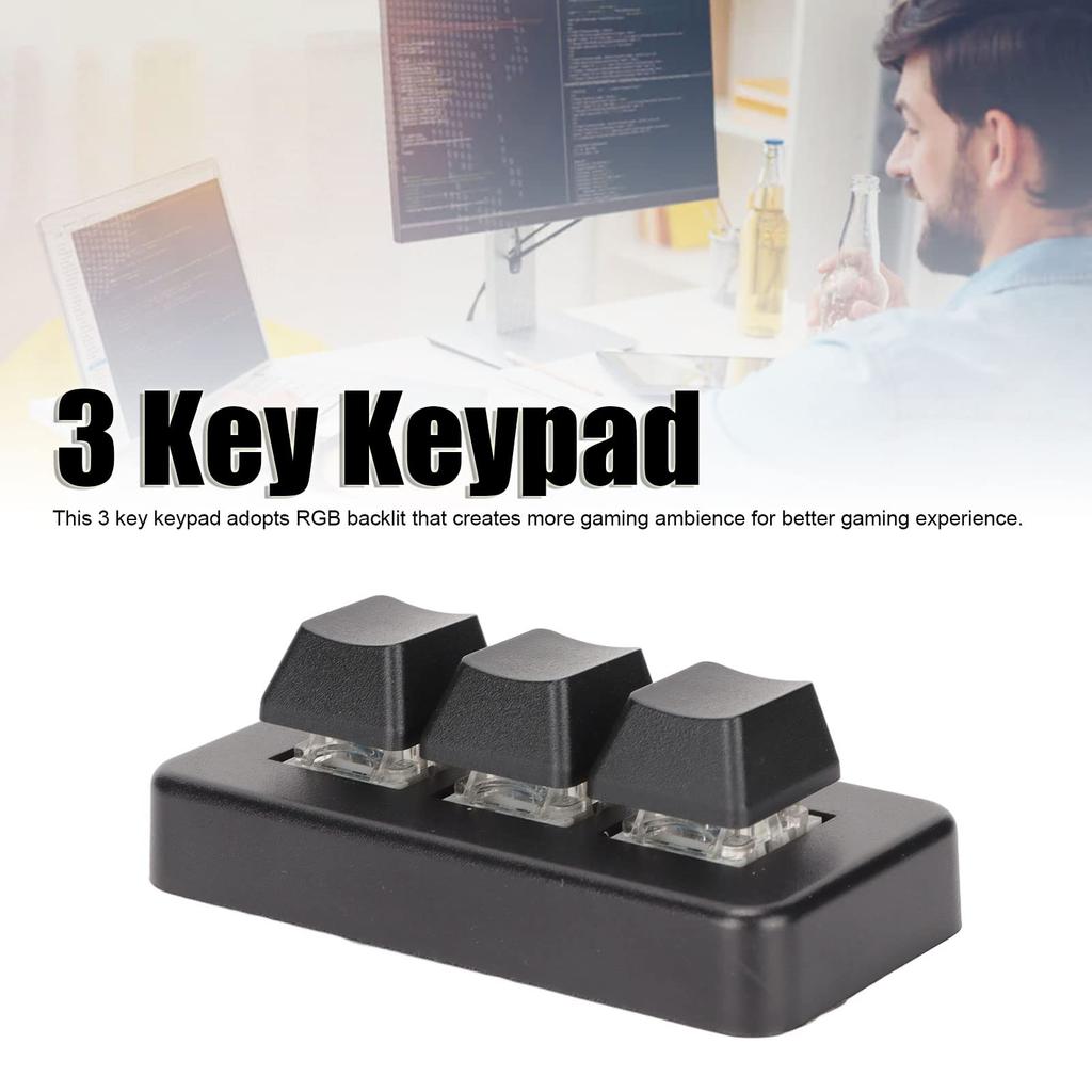 USB Mini Mini USB Micro Interface Mechanical Gaming Keypad RGB Mini Mechanical Keyboard Programmable Keyboard for Computer 3-Key Keypad, 3-Key