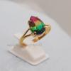 Pink Green Watermelon Tourmaline Quartz 925 Sterling Silver Ring, 18K Rose Gold, 18K Yellow Gold Ring, Split Band Signet Zodiac Jewelry