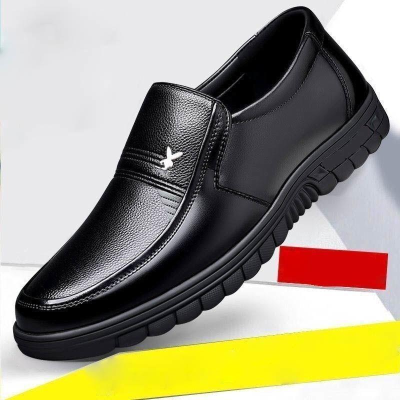 Leather Cowhide Men's Shoes Autumn and Winter Leather Shoes Fashion Versatile Business Casual Shoes Men's Soft-soled Shoes