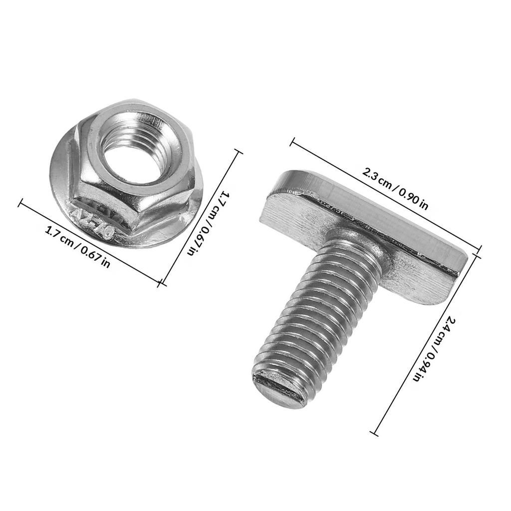 10 Sets Stainless Steel T Slot Flange Bolts M8 Thread Sliding Screws Hydrofoil Tracks Mounting Aluminum Profile Robust Precision