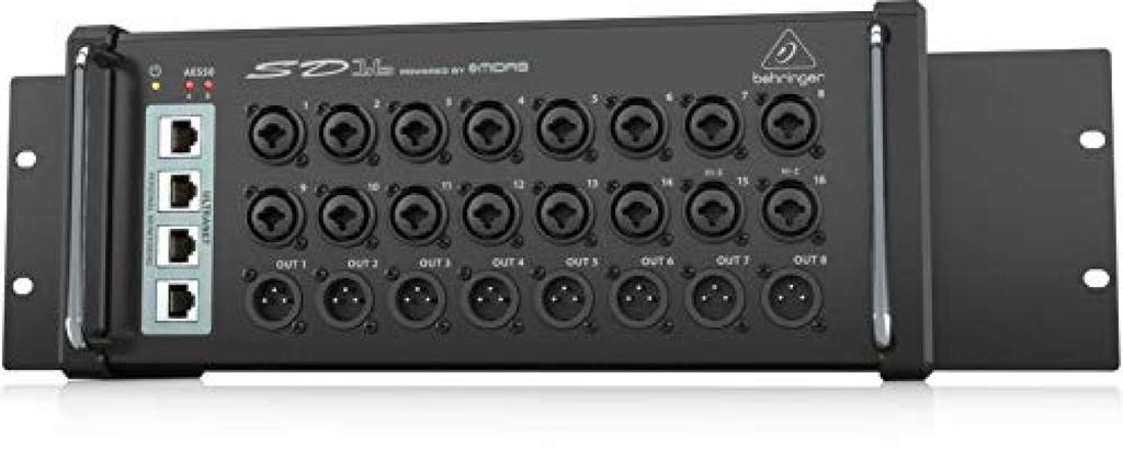 Behringer Stage Box 16 AES50 Connection Совместим с X32 Оснащен 16 предусилителями MIDAS Design XLR Combo Jack Оснащен стойкой терминалов ULTRANET