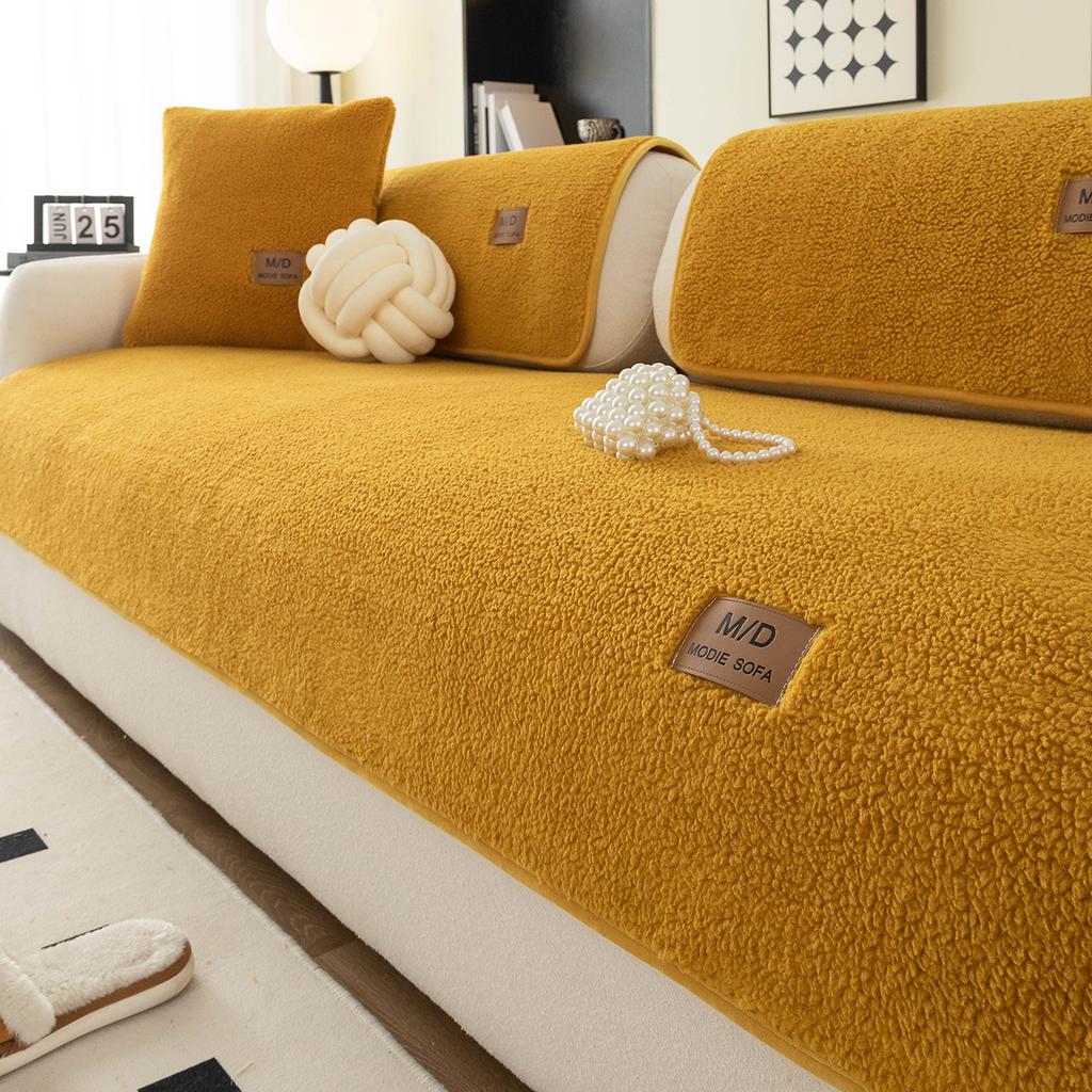 Плюшевая подушка для дивана из овечьей шерсти Осень и зима Новая утолщенная всесезонная универсальная подушка для сиденья Нескользящий чехол Покрывало Тканевое полотенце