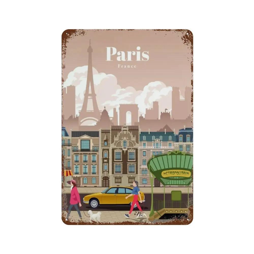 Амстердам Лондон Исландия Бали Путешествия Плакат Металлическая Жестяная Вывеска Табличка Ретро Таблички Для Клуба Человек Пещера Бар Отель Домашний Кафе Настенный Декор