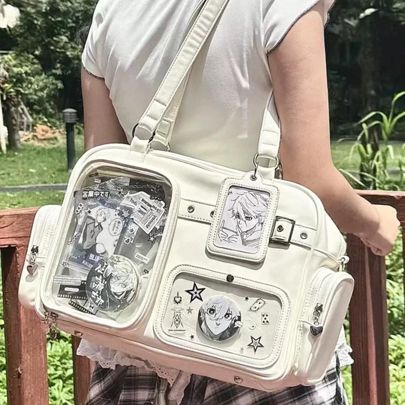 Дофамин DIY Женские Ульцзан Ита-сумки Новый Дизайнерский Прозрачное Окно Рюкзаки для Показа Кукол Большая Вместимость Y2K Сумка через Плечо для Концерта