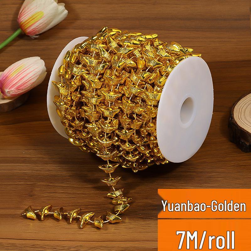 Gold & Silver Electroplated Bead String for DIY Christmas Tree Decorations