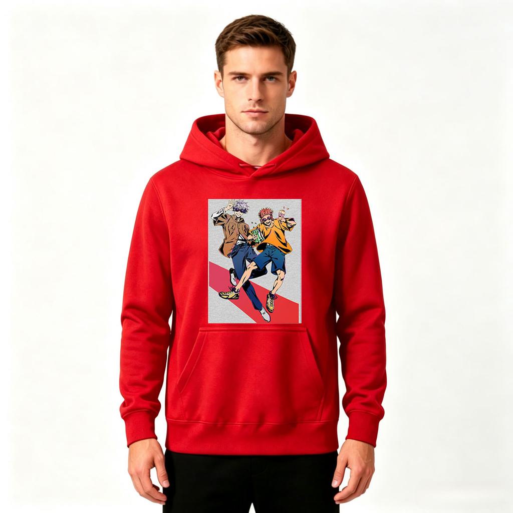 Men's Printed Hoodie Casual Long Sleeve Pullover Anime Character Graphic Sweatshirt for Daily Wear