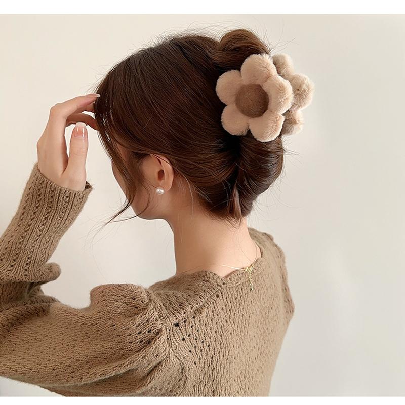 Плюшевый цветок коготь для волос большой зажим для акулы модный осенне-зимний большой зажим для акулы простые заколки заколки для волос краб заколки для волос