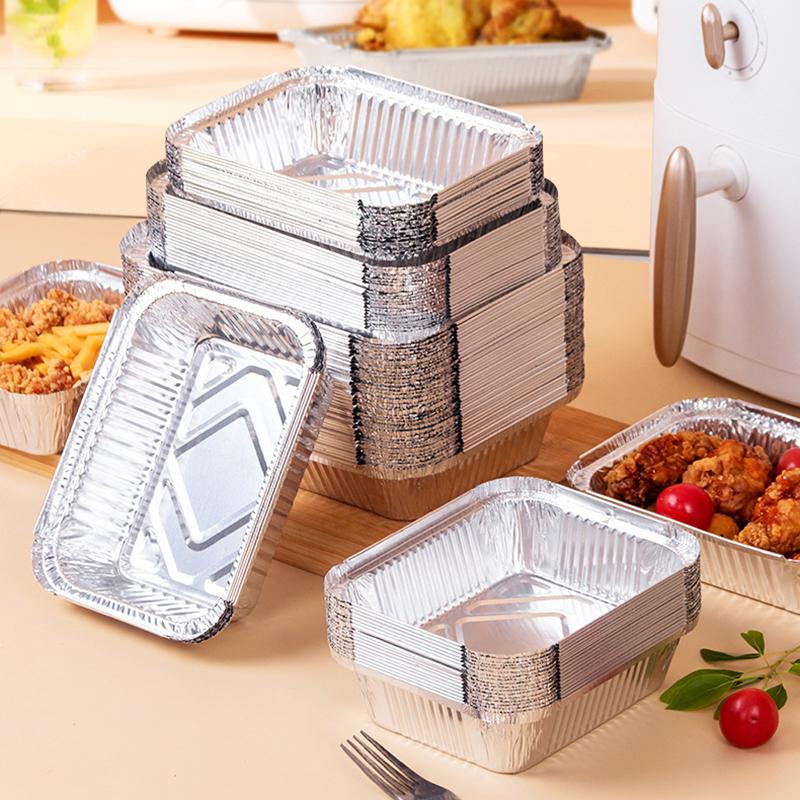 10/20/30/50 шт. Алюминиевые противни для фритюрницы, бумажные противни с антипригарным покрытием, вкладыши для аэрофритюрницы, прямоугольная миска для духовки, кухонный инструмент