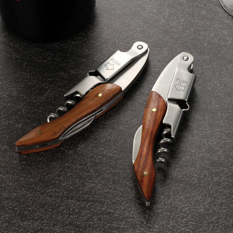 Многофункциональный штопор для красного вина и пива с деревянной ручкой