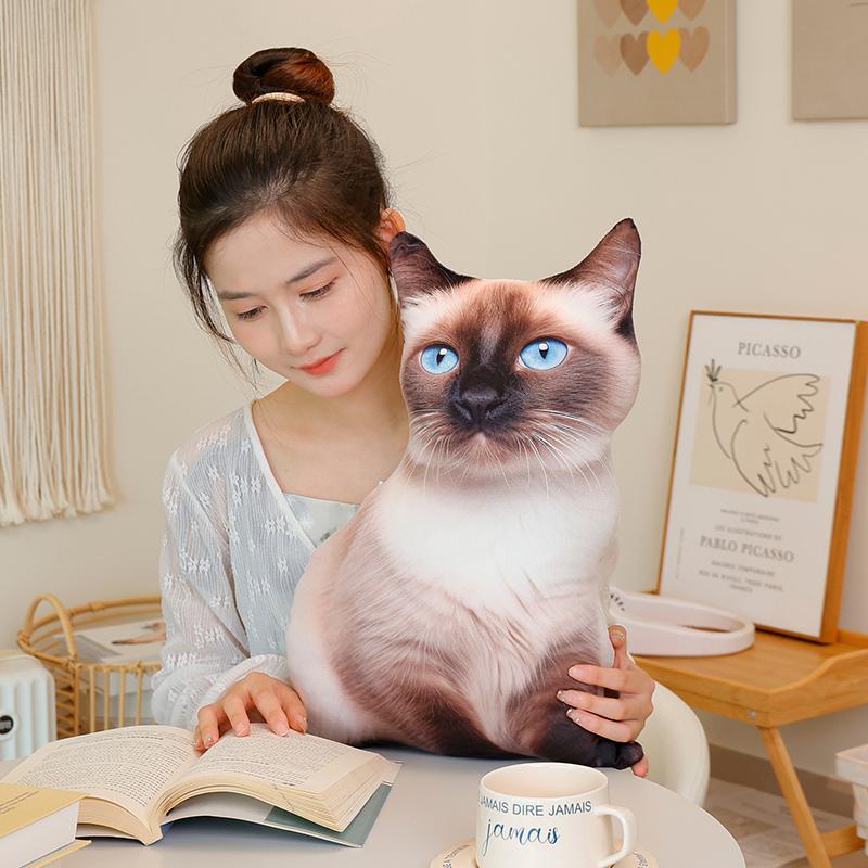 Плюшевая Реалистичная 3D Кукла-Кошка Мягкая Мультяшная Симуляция Кошки Тряпичная Кукла Плюшевая Подушка Набитая Кавайная Плюшевая Животная Игрушка Подушка