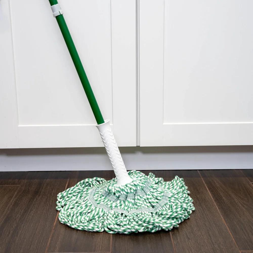 Heavy Duty Tornado Twist Mop Cotton Blend Head Easy Change Grip Ratchet Wringing Efficient Surface Cleaner Machine Washable