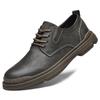 Men's Large Size 45 Genuine Leather Casual Shoes - Retro Spring Trend Low-Top Martin Boots