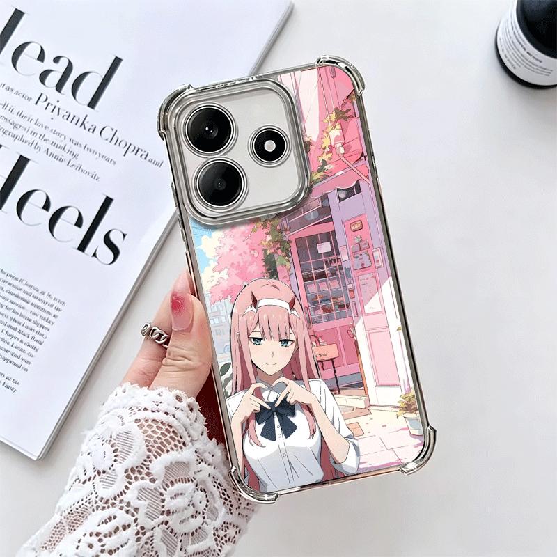 Zero Two 02 Кавайный Милый Покрытие Чехол Для Телефона Для Xiaomi Redmi Note 14 15 Pro Plus 13 12 11 11S 11T 10 9S 9 5G Противоударный Подушка Безопасности Co