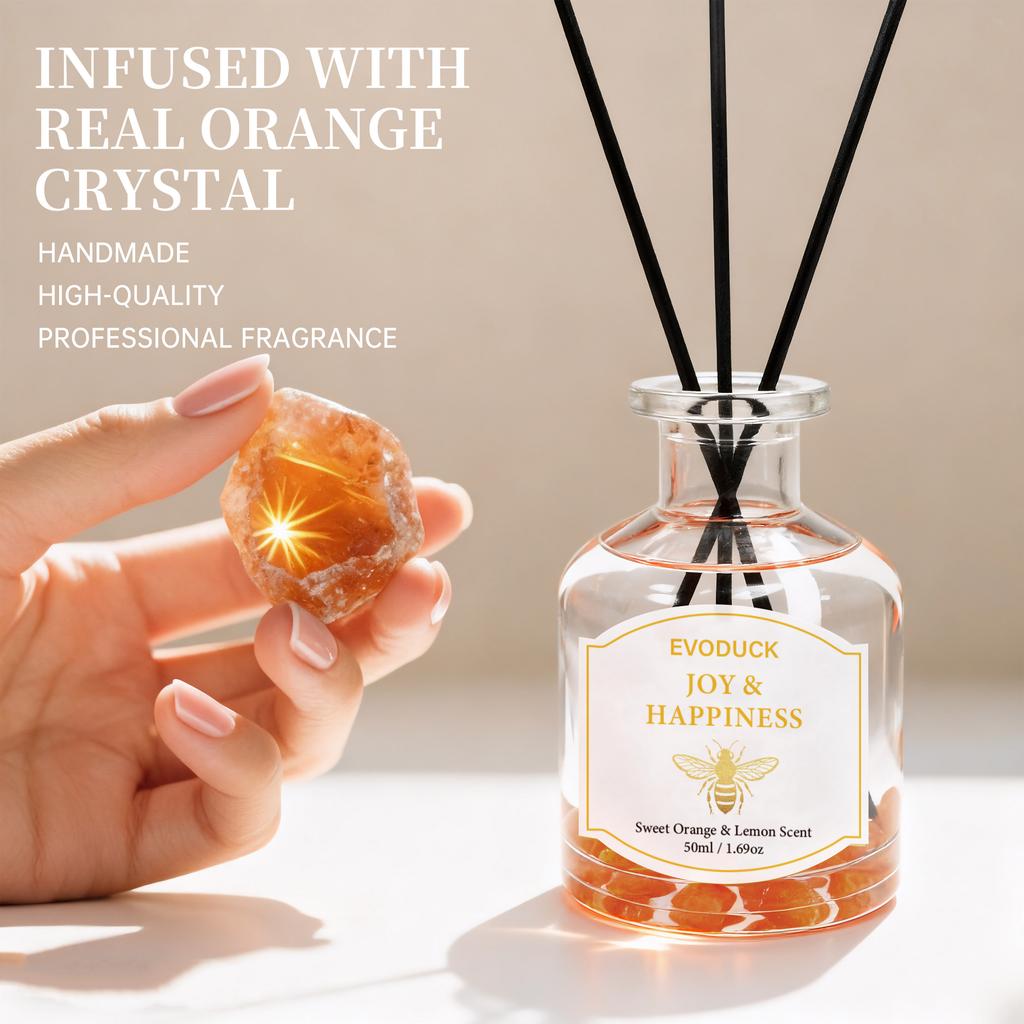 Flameless Reed Diffuser Set - Bottle With Essential Oil & Rattan Reeds | Car Air Freshener ,winter Christmas Gift,gift for Woman