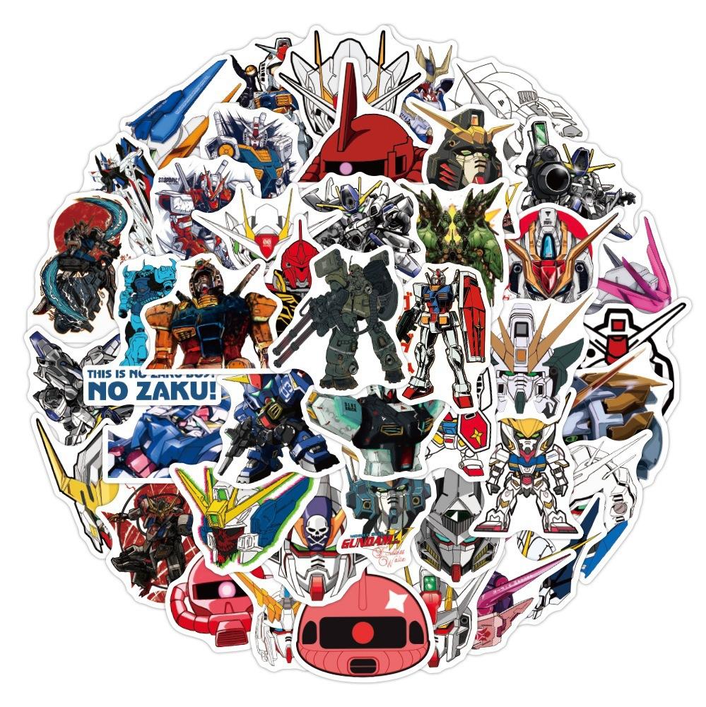 50 шт. Мультяшные наклейки Gundam для граффити, водостойкие наклейки «Сделай сам» для телефона, ноутбука, скейтборда, блокнота, бутылки для воды, iPad, декора автомобиля