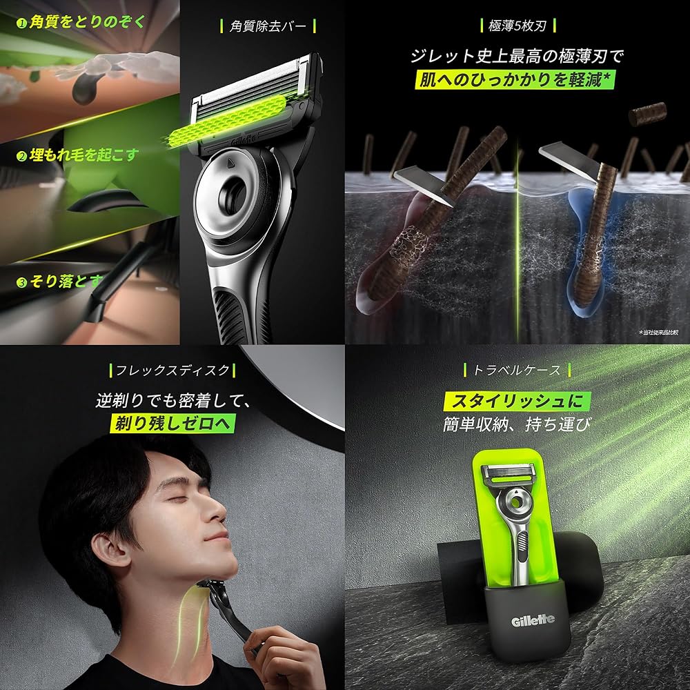 Gillette Razor System with 7 Replacement Blades and Case Men's Shaving Tool for Close Shave