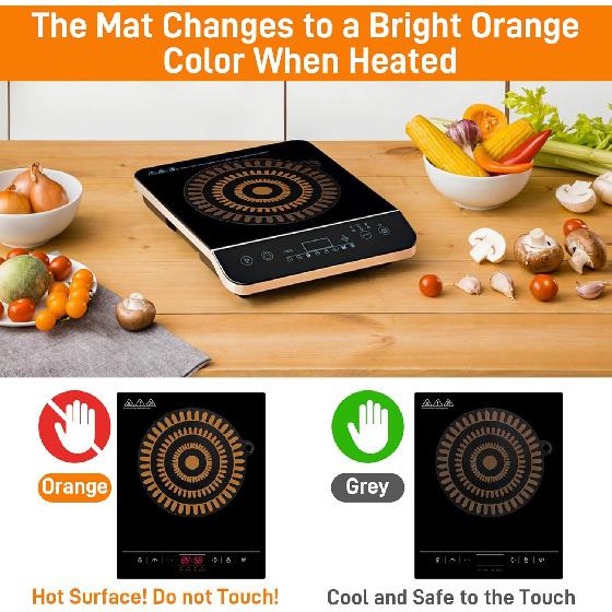 Thermochromic Silicone Induction Cooktop Protect Mat, 2 PCS Multifunctional Silicone Mat for Induction Cooktop (9.5 inches)