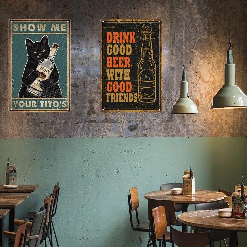 Retro Metal Plate Drink Tin Sign Funny Beer Wine Lover Vintage Metal Plaque for Bar Pub Club Kitchen Home Man Cave Wall Decor