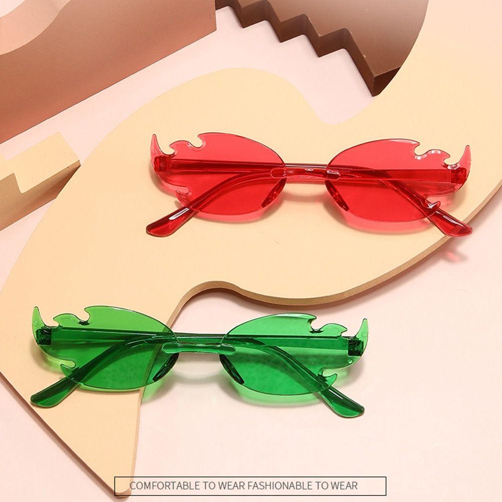 Без ободка Очки с огненным пламенем Цветные Y2K Очки Модные Вечеринка Косплей Очки для Женщин и Мужчин