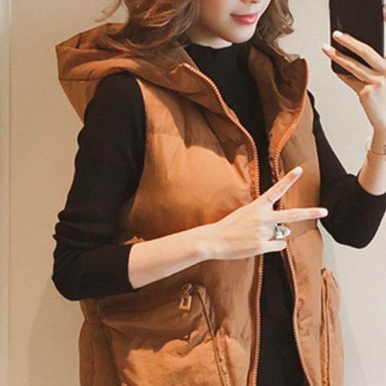 Женский пуховый жилет со стоячим воротником, толстый капюшон, без рукавов, длинное пальто, стеганая куртка-пуховик на молнии.