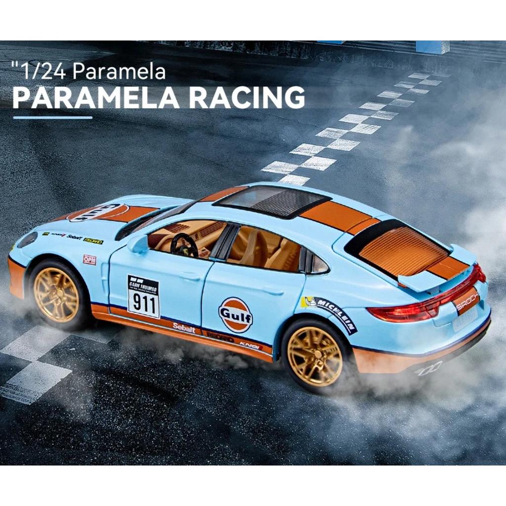 1/24 Porsche Panamera GULF Суперкар Литой сплав и Игрушечные транспортные средства Металлическая модель игрушечного автомобиля Звук и Свет Коллекционная игрушка