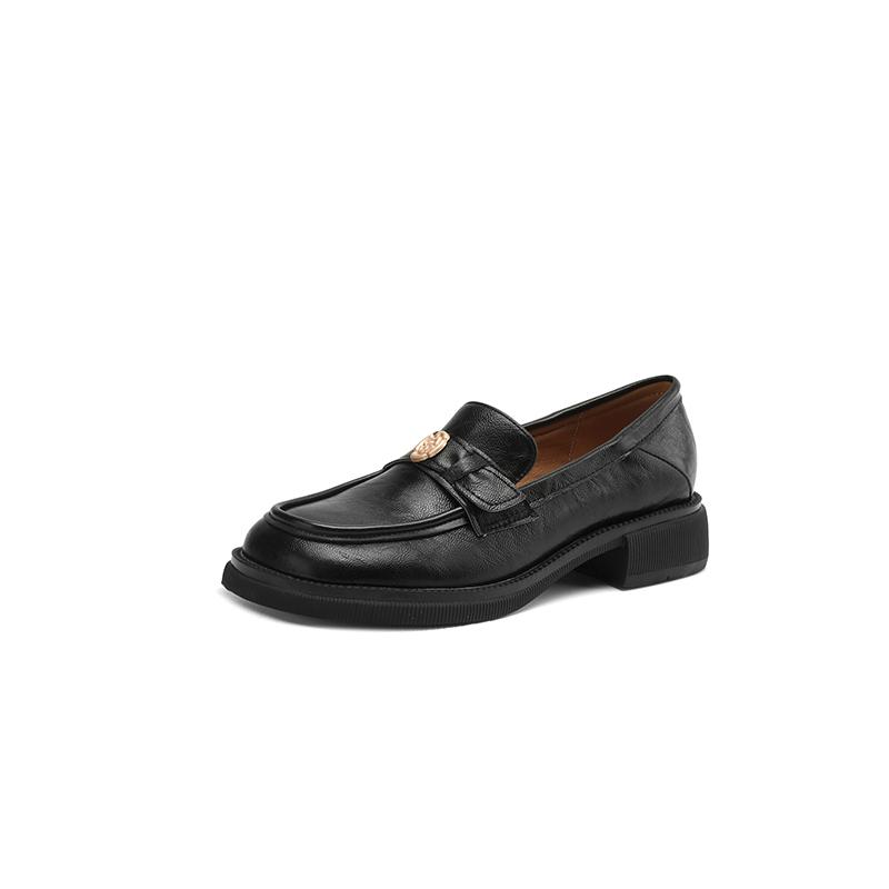 Женские мокасины весна-осень универсальные удобные толстые каблуки низкие повседневные туфли большого размера