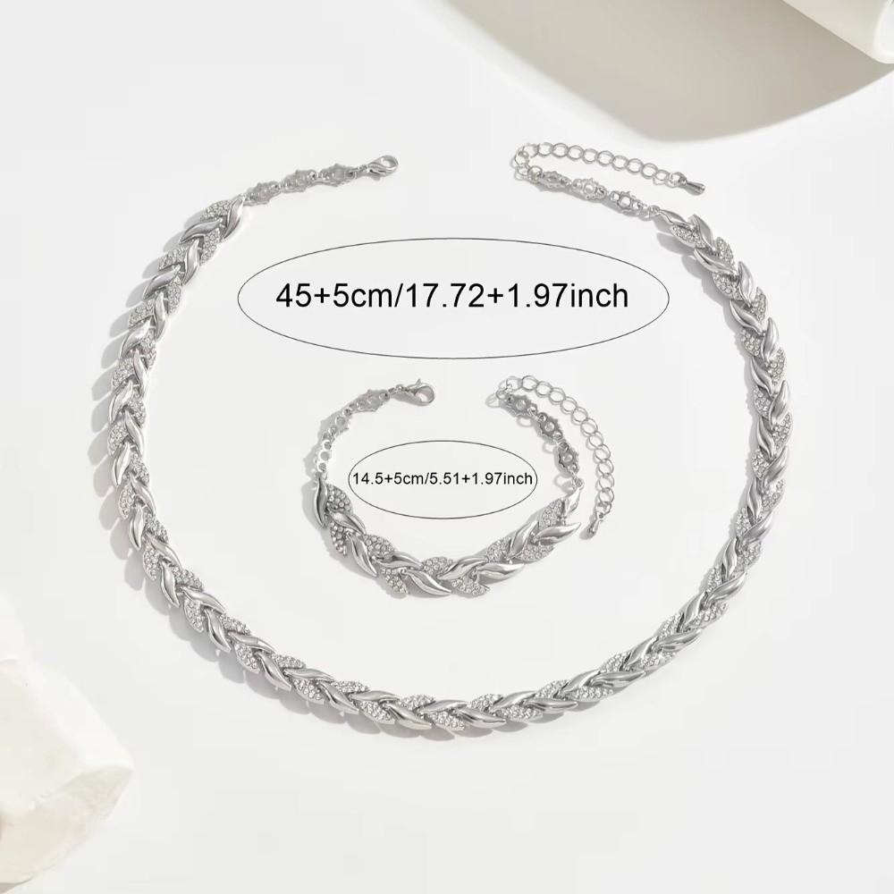 Fashion Fishtail Diamond Jewelry Set Adjustable Length Necklace Bracelet Set