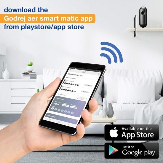 Godrej Aer Smart Matic Kit - BLUETOOTH ENABLED Automatic Air Freshener | Alive (225ml) & Godrej Aer Matic Refill | Cool Surf Blue (225ml)