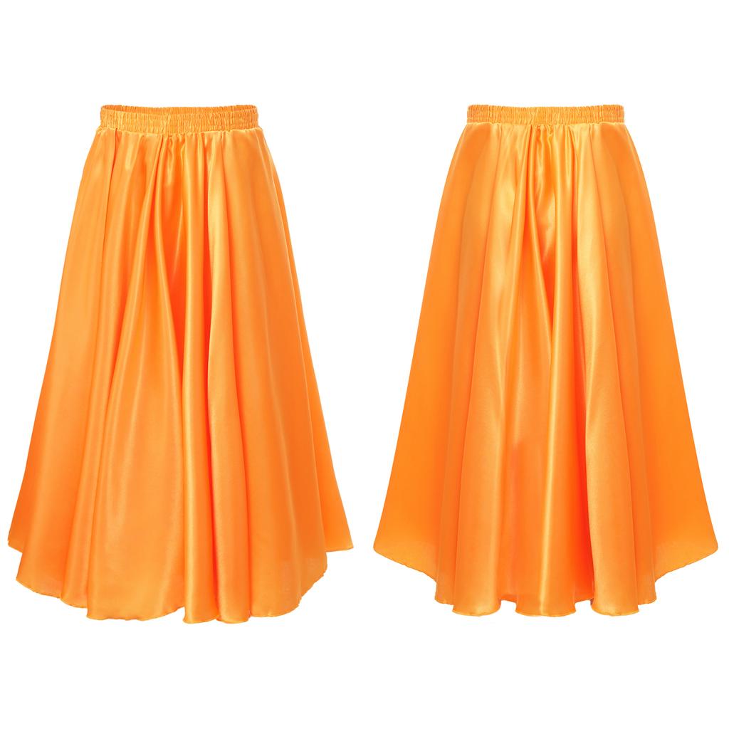 Kids Girls Stylish Dance Clothing Elastic Waistband Large Swing Loose Half-length Skirt