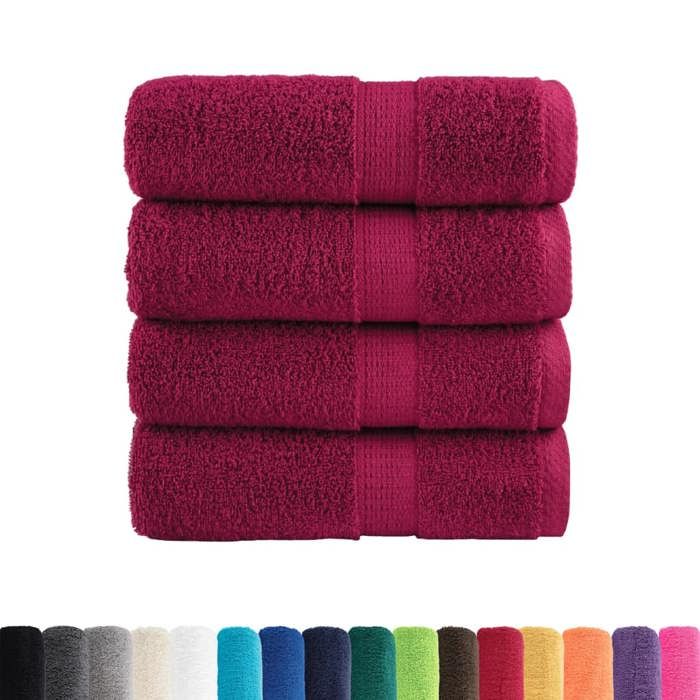 VidaXL Serviettes de toilette premium SOLUND 4 pièces Bordeaux 30 x 30 cm 600 g/m² 137204