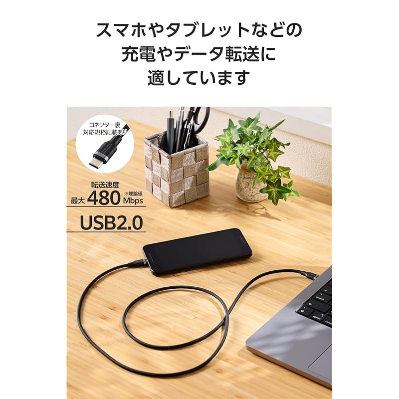 ELECOM USB Type C Cable 1m 100W PD Compatible Fast Charging Silicon Material Smooth Soft [ MacBook/iPad/Galaxy/Android Smartphone Tablet Etc.