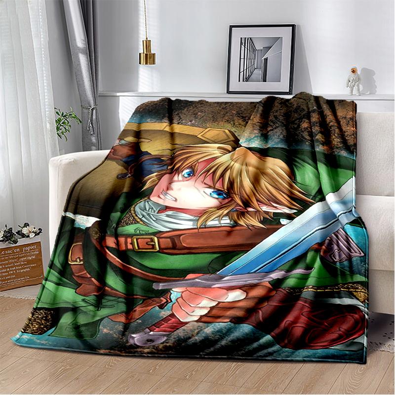 Fantasy Z-Zelda Style Vintage 3D Game Throw Blanket – Super Soft Flannel Plush for Couch, Bed, Game Room, Picnic & Gamer Gift
