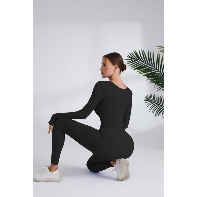 Зимний длинный цельный костюм для йоги для женщин, быстросохнущий, для бега, фитнеса, цельные штаны для йоги с длинным рукавом