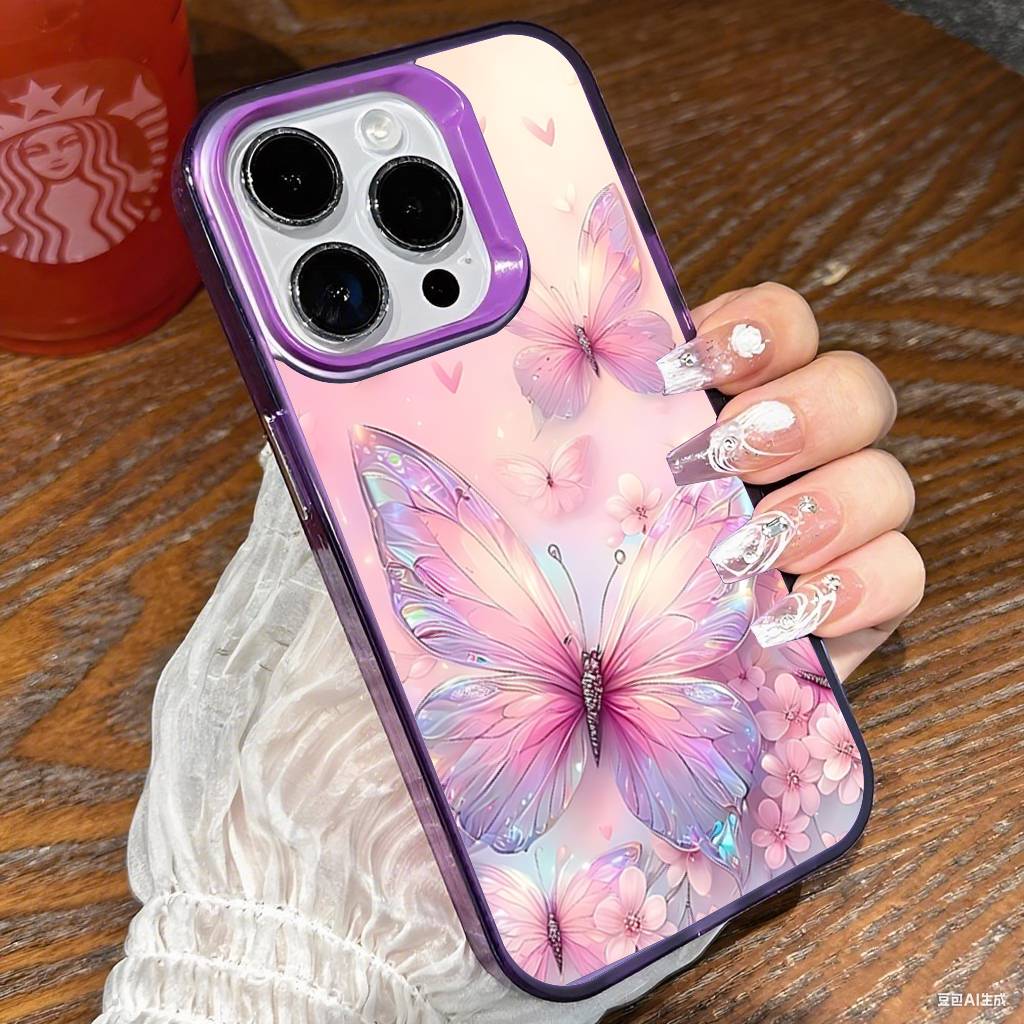 B-Butterfly-F-Floral-D-Design Phone Case For IPhone 17 16 15 14 13 12 Mini 11 8 7 Pro Max Plus Colorful Phone Case