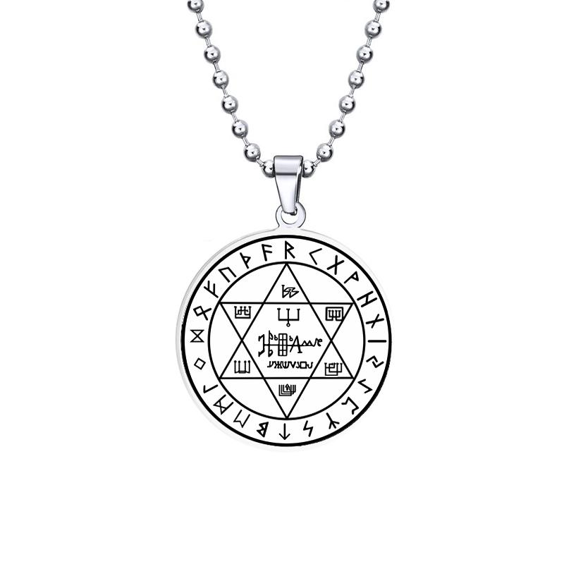 Соломон Пентаграмма ключ печать кулон ожерелье из нержавеющей стали гексаграмма амулет амулет ожерелье ювелирные изделия