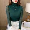 High Neck Mesh Base Shirt Women's Long Sleeved Slim Fit Lace Shirt Top T-shirt Women's Pullover Shirt