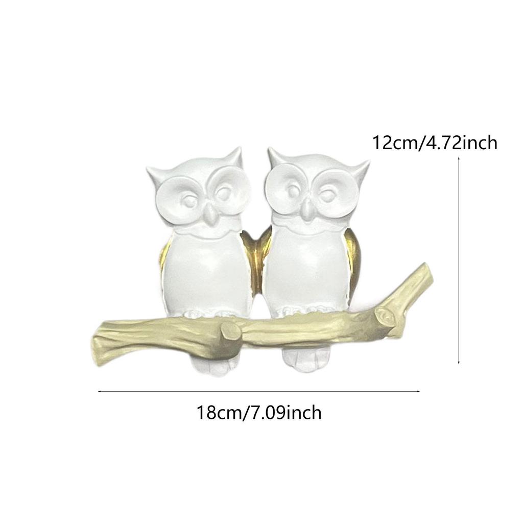 Owl Wall Hook Decoration Cute Artwork Housewarming Gift Owl Figurine Wall Hanging Hooks for House Indoor Office Living Room Key