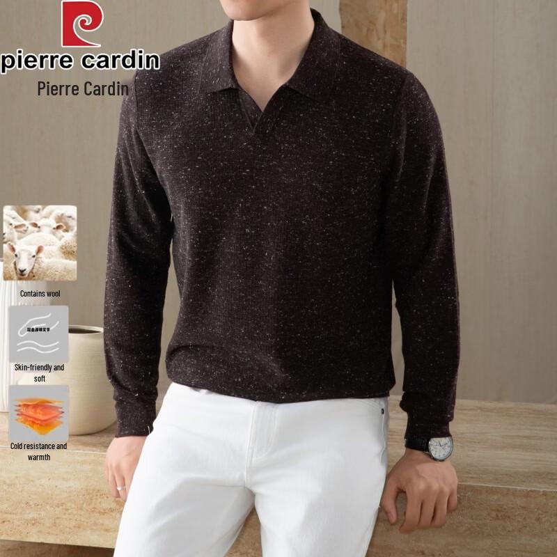 Pierre Cardin Men's Wool-Blend V-Neck Knit Long-Sleeve Shirt