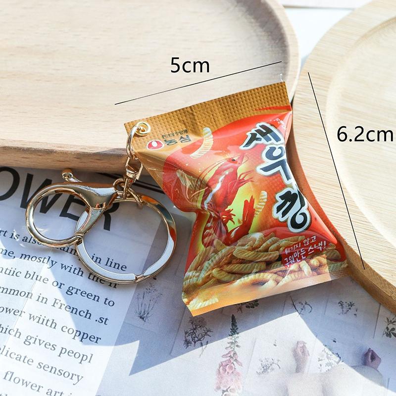 Simulation Korean Snack Keychain Mobile Phone Mini Snack Pendant Car Keyring Backpack Charm Decoration Jewelry Gift