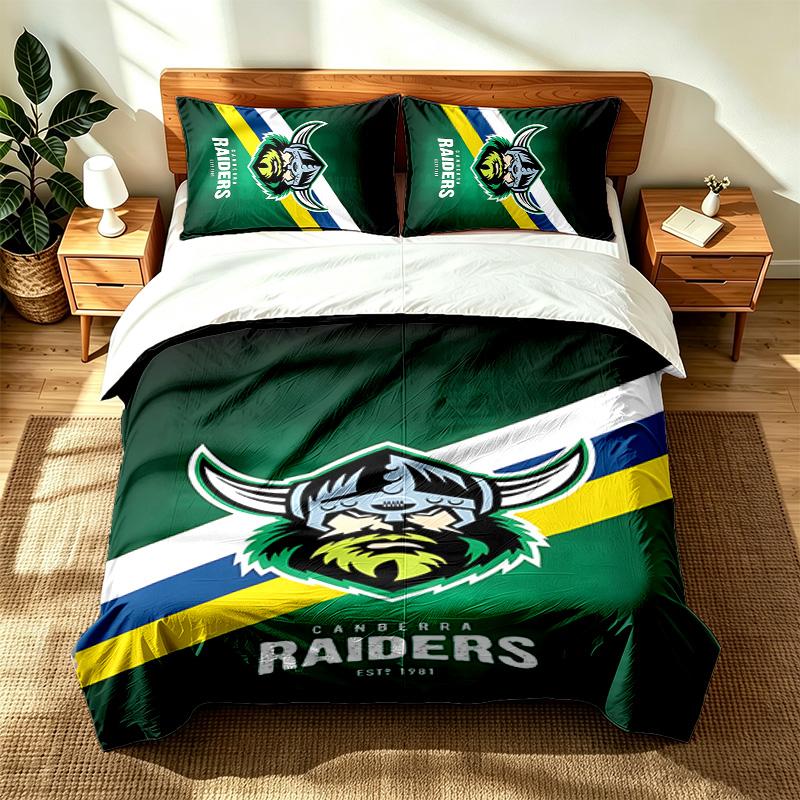 Canberra Raiders (23) 3pc set suitable for master bedrooms soft and comfortable an ideal gift for family and friends Includes one duvet cover and two