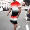 Fashion Men's Sets Summer Short Sleeve T-Shirt Suit 2pcs Streetwear 3D Print Sports Shorts Oversized Tracksuit Male Clothes 2023