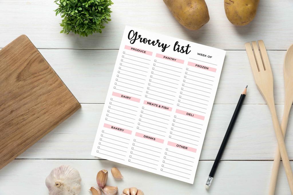 Inkdotpot Grocery List Notepad 6 X 9 Inches Magnetic Note Pad with Printed Shopping List Items and Blank Grocery Shopping Spaces