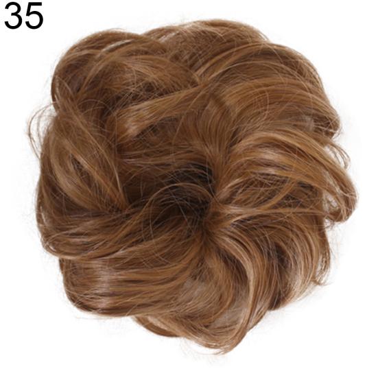 Women Hair Bun Extension Wavy Curly Messy Donut Chignons Wig Hairpiece