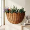 Pastoral rattan weaving wall hanging storage basket Home furnishing B   B decoration toy sundries storage basket Flower basket rattan weaving storage