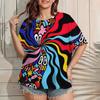 Забавная женская модная футболка с круглым вырезом и короткими рукавами с 3D-принтом в стиле граффити